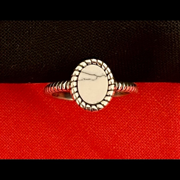 925 Sterling Silver White Buffalo Turquoise Vintage Open  Ring - Picture 5 of 6